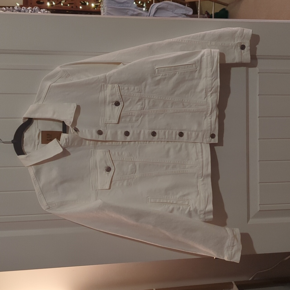GAP Women's Classic Icon Denim Jacket with Washwell Optic White XXL